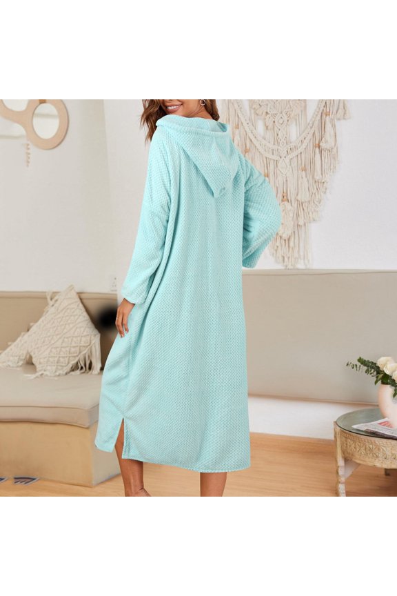 Women's Zipper Ribbed Knit Loungewear Full Length, Blue