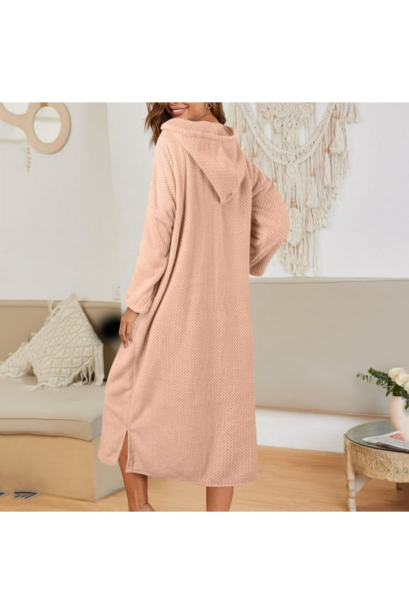 Zipper Robes For Women Ribbed Knit Bathrobe Lightweight Full Length Loungewear With Pockets S 3XL Shower Robe for Women with Hood Women Bath Robe Fuzzy Vest 3x Soft Towel Robes for Women Robes for