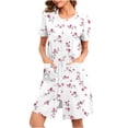 thumbnail image 1 of Zipper Robes for Women Knee Length Cute Bathrobe Lightweight Housecoat Short Sleeve Nightgown with Pockets White M, 1 of 6