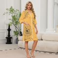 thumbnail image 1 of Zipper Robes for Women Lightweight 3/4 Sleeve Womens Bathrobe Zipper Front Knee Length Daisy Printed Fashion Pajama Sleepwear with Pockets Yellow M, 1 of 6