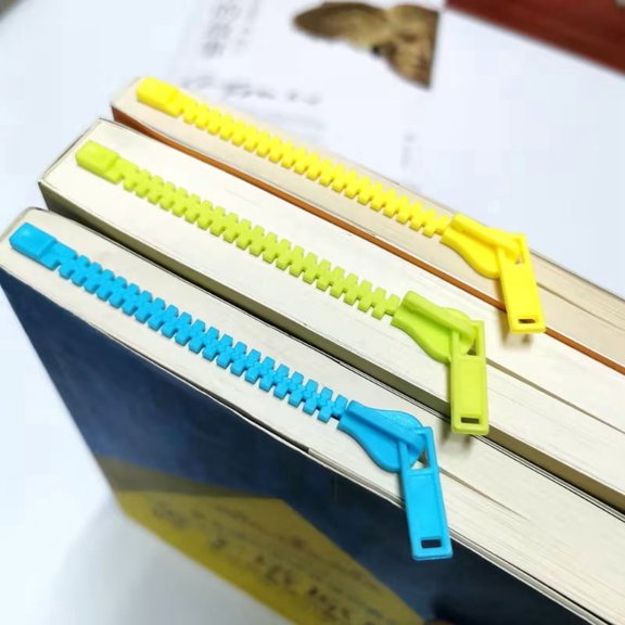 Zipper Shaped Plastic Bookmark Durable Page Marker for Reading Office School
