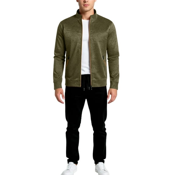 Zipper Solid Color Sports Suit, And Casual For Men