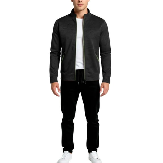 Zipper Solid Color Sports Suit, And Casual For Men