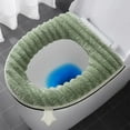 thumbnail image 1 of Zipper & Stick Toilet Seat Cover - Soft Washable Bathroom Mat with Handle | Non-Slip 16.9x14.5 Inch Universal Fit for Standard Toilets (Green), 1 of 6