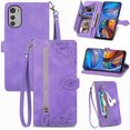 thumbnail image 1 of Zipper Storage Design Wallet Case for Motorola E32, Case for Moto G22,Skin Friendly Feel Leather Case with Magnetic Clasp and Muliti-Card Slots Holster for Moto E32/G22, SZY Purple, 1 of 11