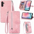 thumbnail image 1 of Zipper Storage Design Wallet Case for Samsung Galaxy A24 4G, Skin Friendly Feel Leather Case with Magnetic Clasp and Muliti-Card Slots Holster for Samsung Galaxy A24 4G,SZY Pink, 1 of 11