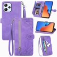 thumbnail image 1 of Zipper Storage Design Wallet Phone Case for Xiaomi Redmi 12, Skin Friendly Feel Leather Case with Magnetic Clasp and Muliti-Card Slots Holster for Redmi 12,SZY Purple, 1 of 8