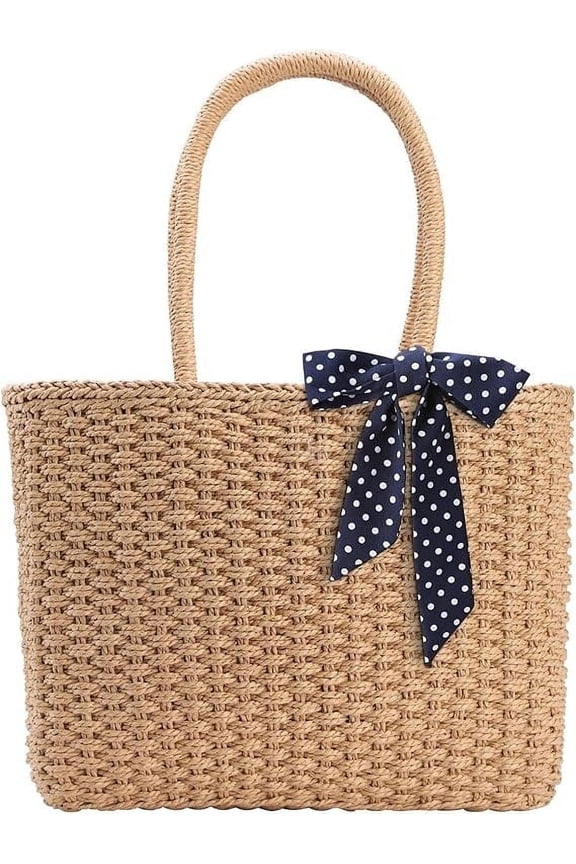 Zipper Straw Bags For Women | Straw Purse Woven Womens Handmade Weaving Summer Handbag for Travel Beach
