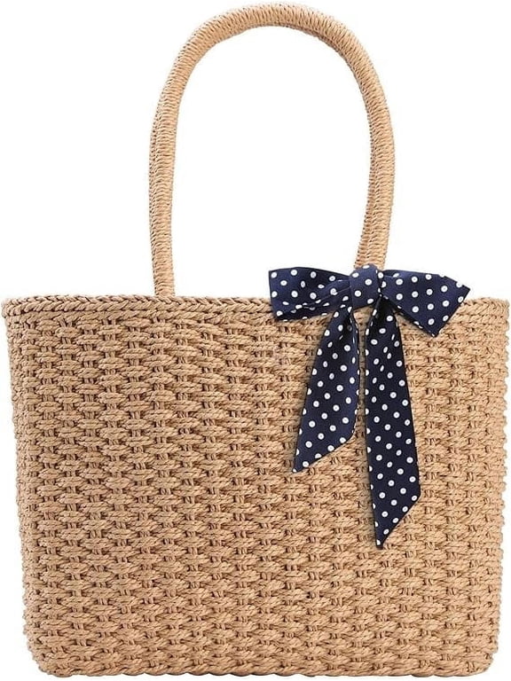 Zipper Straw Bags For Women | Straw Purse Woven Womens Handmade Weaving Summer Handbag for Travel Beach