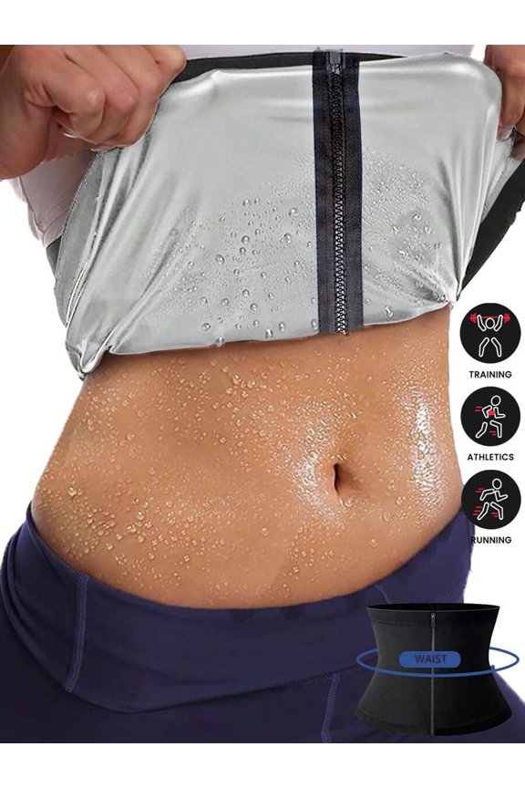Zipper Sweat-Wicking Seamless Sports Waist Shaper, Comfortable Compression for Tummy Control & Shaping