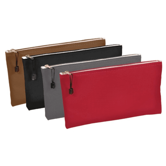 Zipper Tool Bag, Tool Pouch, Bank Deposit Canvas Utility Bag, 12.5 x 7-Inch, Brown/Black/Gray/Red 4-Pack