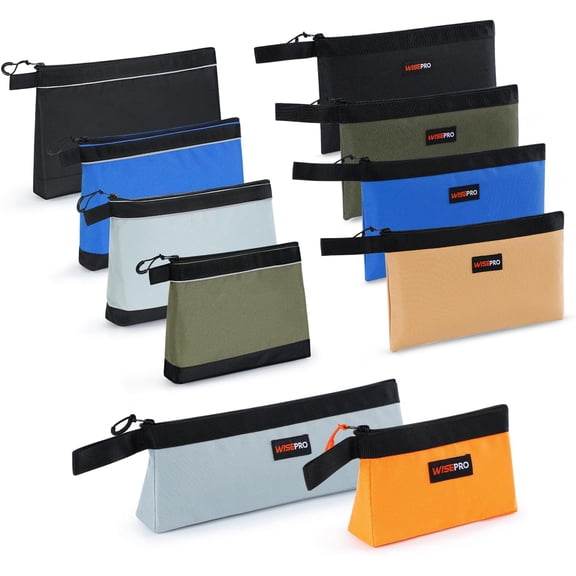 Zipper Tool Pouches, Multi-Purpose Utility Tool Bags Organizer for Small Hand Tools, Screws, Nails, Hardware, Pliers & Wrenches, Storage Pouch Set for Electricians, Plumbers, HVAC & Mechanics