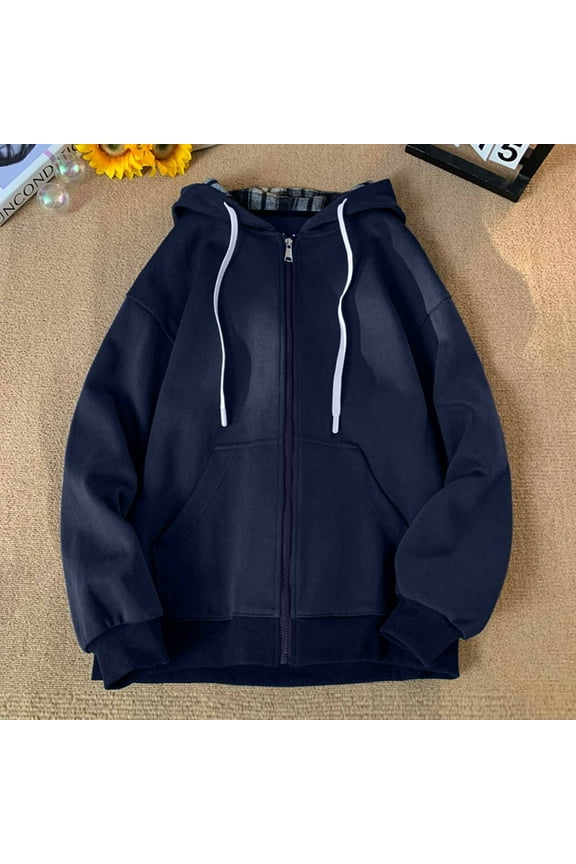 Zipper Up Hoodies for Men Big and Tall M-5XL Casual Long Sleeve Sweatshirts Jackets with Pockets Plus Size Solid Comfort Outerwear Coats