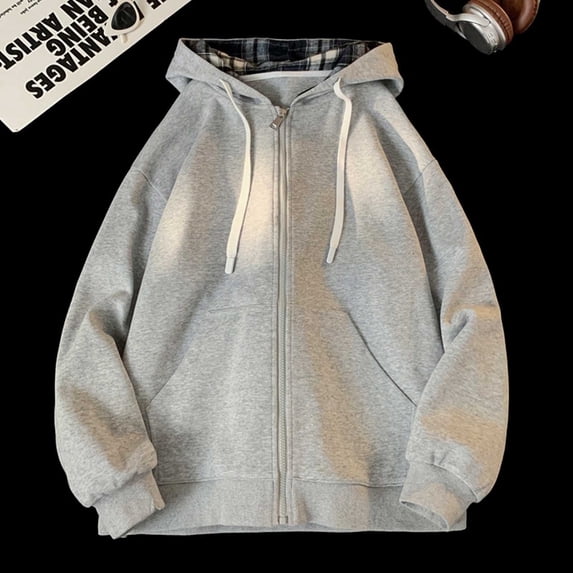 Zipper Up Hoodies for Men Big and Tall M-5XL Casual Long Sleeve Sweatshirts Jackets with Pockets Plus Size Solid Comfort Outerwear Coats Clearance