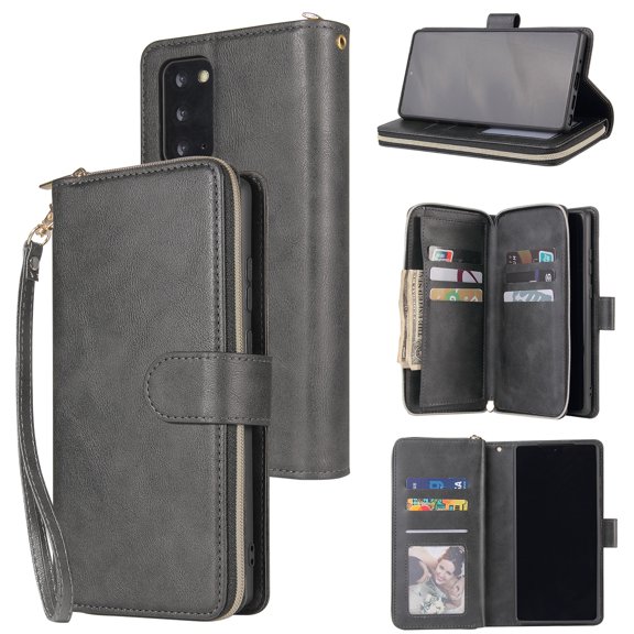 Zipper Wallet Bag Horizontal Flip PU Leather Case with Holder & 9 Card Slots & Wallet & Lanyard &