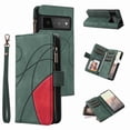 thumbnail image 1 of Zipper Wallet Case for Google Pixel 6 Pro Large Capacity Card Slots Holder Magnetic Clasp Cover, Luxury PU Leather Anti-Shock Flip Folio Case with Kickstand Wrist Strap Handbag Protective Case,Green, 1 of 7