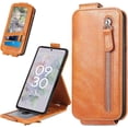 thumbnail image 1 of Zipper Wallet Case for Google Pixel 6A with Card Holder Slot, PU Leather Adjustable Kickstand Flip Handbag Phone Cover for Google Pixel 6A SDLL Orange, 1 of 14