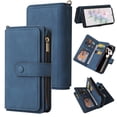 thumbnail image 1 of Zipper Wallet Case for Google Pixel 7, [15 Card Slots] [Zipper Pocket] Luxury PU Leather Flip Folio Cover with [Magnetic Clasp] [Wrist Hand Strap] [Kickstand] Skin-Feeling Shockproof Case, Blue, 1 of 10