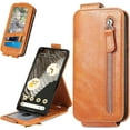 thumbnail image 1 of Zipper Wallet Case for Google Pixel 7 Pro with Card Holder Slot, PU Leather Adjustable Kickstand Flip Handbag Phone Cover for Google Pixel 7 Pro SDLL Orange, 1 of 14