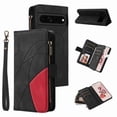 thumbnail image 1 of Zipper Wallet Case for Google Pixel 7 Pro Large Capacity Card Slots Holder Magnetic Clasp Cover, Luxury PU Leather Anti-Shock Flip Folio Case with Kickstand Wrist Strap Handbag Case,Black, 1 of 9