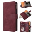thumbnail image 1 of Zipper Wallet Case for Google Pixel 7A with Large Capacity Card Slots Holder Flip Folio Cover, Premium PU Leather Magnetic Clasp Wrist Strap Kickstand Soft Silicone Shockproof Case,Winered, 1 of 6
