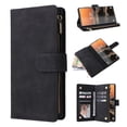 thumbnail image 1 of Zipper Wallet Case for Google Pixel 8 with Large Capacity Card Slots Holder Flip Folio Cover, Premium PU Leather Magnetic Clasp Wrist Strap Kickstand Soft Silicone Shockproof Case,Black, 1 of 6