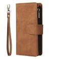 thumbnail image 1 of Zipper Wallet Case for Samsung Galaxy A14 5G with Large Capacity Card Slots Holder Flip Folio Cover, Premium PU Leather Magnetic Clasp Wrist Strap Kickstand Soft Silicone Shockproof Case,Brown, 1 of 6