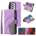 thumbnail image 1 of Zipper Wallet Case for Samsung Galaxy A23 5G Large Capacity Card Slots Holder Magnetic Cover, Luxury PU Leather Anti-Shock Flip Folio Case with Kickstand Wrist Strap Handbag Protective Case,Purple, 1 of 7