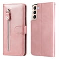 thumbnail image 1 of Zipper Wallet Case for Samsung Galaxy A34 5G, Glossy Luxury Faux PU Leather Soft Silicone Shockproof Flip Folio Cover with Card Slots Pocket Magnetic Clasp Kickstand Fashion Case, Rosegold, 1 of 9
