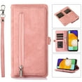 thumbnail image 1 of Zipper Wallet Case for Samsung Galaxy A53 5G, Crossbody Purse Case with Card Holder Lanyard Wrist Hand Strap, Premium PU Leather Flip Kickstand Shockproof Magnetic Buckle Cover, Rosegold, 1 of 7