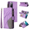 thumbnail image 1 of Zipper Wallet Case for Samsung Galaxy S20 FE Large Capacity Card Slots Holder Magnet Clasp Cover, Luxury PU Leather Anti-Shock Flip Folio Case with Kickstand Wrist Strap Handbag Protective Case,Purple, 1 of 9