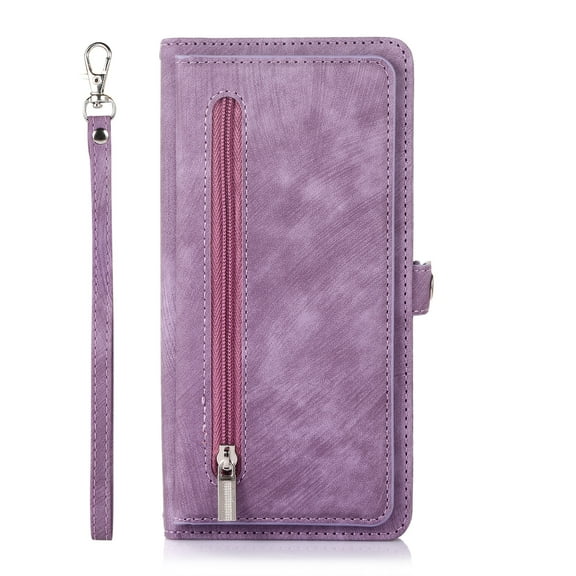 Zipper Wallet Case for Samsung Galaxy S20 PU Leather Crossbody Shoulder Carrying Purse Case with Card Slots Kickstand Magnetic Protective Case For Samsung Galaxy S20,Purple