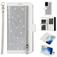 thumbnail image 1 of Zipper Wallet Case for Samsung Galaxy S20 Ultra 6.9", Allytech Bling Glitter Leather Case with 9 Credit Card Holder Flip Magnetic Closure Stand Cover with Cash Pocket and Hand Strap, Silver, 1 of 1