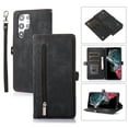 thumbnail image 1 of Zipper Wallet Case for Samsung Galaxy S20 Ultra, Large Capacity Built-in Magnet Flip Cover with Wrist Strap Kickstand Card Slots Case for Samsung Galaxy S20 Ultra (6.9 inch),Black, 1 of 9