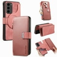 thumbnail image 1 of Zipper Wallet Case for Samsung Galaxy S21 Plus RFID Blocking Card Slots Vintage PU Leather Magnetic Flip Stand Shockproof Full Protection 2-in-1 Detachable Purse Cover for Galaxy S21 Plus, Pink, 1 of 11