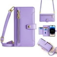 thumbnail image 1 of Zipper Wallet Case for Samsung Galaxy S23 FE, Crossbody Purse Cover with Lanyard & Wrist Hand Strap, Premium PU Leather 6 Card Holders Flip Kickstand Shockproof Magnetic Case, Purple, 1 of 8