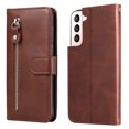 thumbnail image 1 of Zipper Wallet Case for Samsung Galaxy S23 Plus, Glossy Luxury Faux PU Leather Soft Silicone Shockproof Flip Folio Cover with Card Slots Pocket Magnetic Clasp Kickstand Fashion Case,Brown, 1 of 9