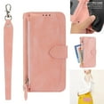 thumbnail image 1 of Zipper Wallet Case for Samsung Galaxy S24, Detachable Shoulder Strap Crossbody Luxury PU Leather Wrist Strap Handbag Magnetic Clasp Cover with Kickstand Card Slots Holder Case, Pink, 1 of 9