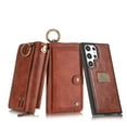 thumbnail image 1 of Zipper Wallet Case for Samsung Galaxy S24 Plus, 2 in 1 Design PU Leather Wrist Strap Handbag Flip Cover with Card Slots Holder Hand Rope Buckle Magnetic Case for Samsung Galaxy S24 Plus, Brown, 1 of 9