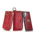 thumbnail image 1 of Zipper Wallet Case for Samsung Galaxy S24 Plus, 2 in 1 Design PU Leather Wrist Strap Handbag Flip Cover with Card Slots Holder Hand Rope Buckle Magnetic Case for Samsung Galaxy S24 Plus, Red, 1 of 9
