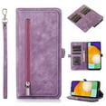 thumbnail image 1 of Zipper Wallet Case for Samsung Galaxy S25 with Wrist Strap, Premium PU Leather Folding Kickstand Card Holder Flip Case Magnetic Closure Full Body Protection for Samsung Galaxy S25, Purple, 1 of 6