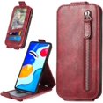 thumbnail image 1 of Zipper Wallet Case for Xiaomi Redmi Note 11 4G with Card Holder Slot, PU Leather Adjustable Kickstand Flip Handbag Phone Cover for Xiaomi Redmi Note 11/Redmi Note 11S SDLL Red, 1 of 14