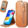 thumbnail image 1 of Zipper Wallet Case for Xiaomi Redmi Note 11 4G with Card Holder Slot, PU Leather Adjustable Kickstand Flip Handbag Phone Cover for Xiaomi Redmi Note 11/Redmi Note 11S SDLL Orange, 1 of 14