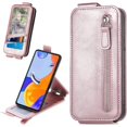 thumbnail image 1 of Zipper Wallet Case for Xiaomi Redmi Note 11 Pro with Card Holder Slot, PU Leather Adjustable Kickstand Flip Handbag Phone Cover for Xiaomi Redmi Note 11 Pro/Redmi Note 11E Pro SDLL Rose Gold, 1 of 7
