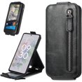 thumbnail image 1 of Zipper Wallet Case for Google Pixel 6A with Card Holder Slot, PU Leather Adjustable Kickstand Flip Handbag Phone Cover for Google Pixel 6A SDLL Black, 1 of 7