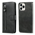 thumbnail image 1 of Zipper Wallet Case for iPhone 15 Pro, Glossy Luxury PU Leather Soft Silicone Shockproof Flip Folio Cover with Card Slots Pocket Magnetic Clasp Kickstand Fashion Case, Black, 1 of 11