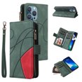 thumbnail image 1 of Zipper Wallet Case for iPhone 15 Pro Max Large Capacity Card Slots Holder Magnetic Cover, Luxury PU Leather Shockproof Flip Case with Kickstand Wrist Strap Handbag Protective Case, Green, 1 of 11