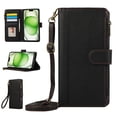 thumbnail image 1 of Zipper Wallet Cover for Google Pixel 6a, Case with Crossbody Strap & Wrist Strap Card Holder Folding Stand Premium PU Leather Folio Flip Phone Case for Women for Google Pixel 6a, Black, 1 of 8