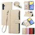thumbnail image 1 of Zipper Wallet Cover for Samsung Galaxy S25 Plus, Case with Crossbody Strap & Wrist Strap Card Holder Folding Stand Premium PU Leather Folio Flip Phone Case for Women for Galaxy S25 Plus, Beige, 1 of 8
