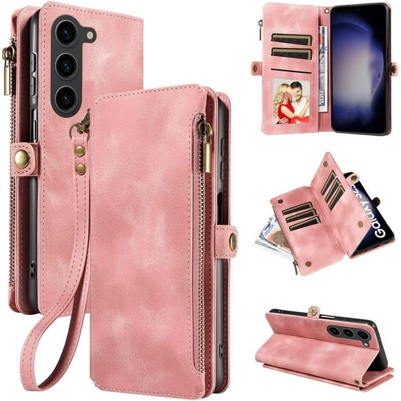 Zipper Wallet Leather Stand Phone Case for Samsung Galaxy A11 A21 S A31 A41, Hand Rope, Bracket, Magnetic Copper Buckle Back Cover, Portable Shell